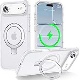 CHAOFEnG Magnetic Compatible with iPhone Air Case with Stand [Military Grade Drop Tested][Compatible with Magnet] Ring Translucent Slim Hard Back Soft Edge 17 Air Phone Case, Frost White