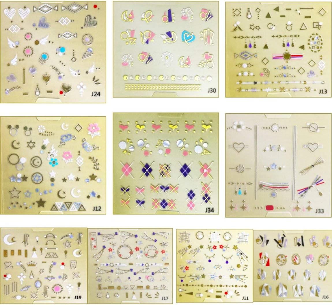 Spestyle 10 sheets 3D Summer Nail Decals Stickers, Self-adhesive Tips DIY Nail Art Design
