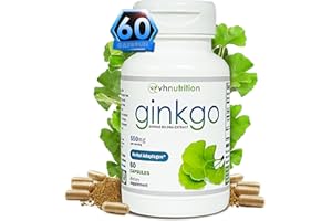VH Nutrition Ginkgo BILOBA | 550mg Standardized Extract Supplements | Cognitive and Memory Support* | Boost Mental Clarity and Focus | Brain Health Supplement | 60 Capsules
