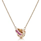 Linawe Moissanite Crystal Imitation Diamond Necklace for Women Trendy, Birthstone Rhinestone Dainty Jewelry, Circle Pendant Stainless Steel Chain Necklaces, Gold, Rose Gold and Silver Tones