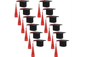 meekoo Red Mini Graduation Cap Class of 2025 Mini Graduation Hats with Tassels Small Black Grad Cap Bottle Topper Decorations