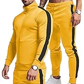 TEZO Men's Casual Active Tracksuits Full Zip Sports Jogging Suits Sets Athletic Running 2 Piece Sweatsuits with Zip Pockets