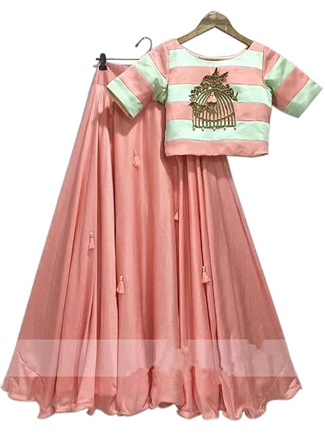 khileshwai fashion women's silk lehanga choli(kr01_kr203 peach free size)