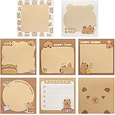 400Pcs Capybara Sticky Notes, Kawaii Shy Little Capybara Sticky Tabs, Self-Stick Pads, Cute Memo Notes, 8 Packs 50 Sheets/Pack, Office School Study Supplies for Students Teachers Kids Women