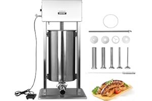 Hakka 15L/30Lbs Electric Sausage Stufer, Stainless Steel Sausage Maker Commercial Sausage Filler Machine with 5 Tubes - Mecha