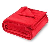SOCHOW Flannel Fleece Blanket Throw Size, All Season Lightweight Super Soft Cozy Blanket for Bed or Couch, Classic Red, 50x60 inches