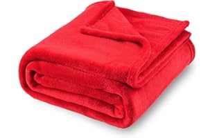 SOCHOW Flannel Fleece Blanket Twin Size, All Season Lightweight Super Soft Cozy Blanket for Bed or Couch, Classic Red 60inch X80''