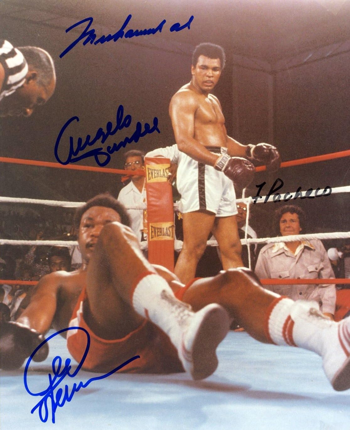Muhammad Ali, George Foreman & 2 Others, Autograph Reprint 8 X 10 Photo Display on Glossy Photo Paper