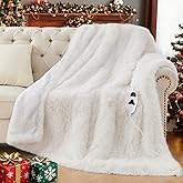 RUJIPO Heated Electric Blanket Throw–Faux Fur with Soft Thick Sherpa,Warm Winter Birthday Gifts for Women Grandma,10 Heat Settings,5 Time Settings with Fast Heating, 50x60, Snow Cloud