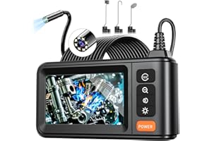 SKYBASIC Borescope Endoscope Camera with Light, 4.3" Screen HD Sewer Camera Waterproof Snake Hold Borescope Inspection Mechanic Tools with 8 LED Lights, 16.5FT Semi-Rigid Cable, Gadgets for Men, Black