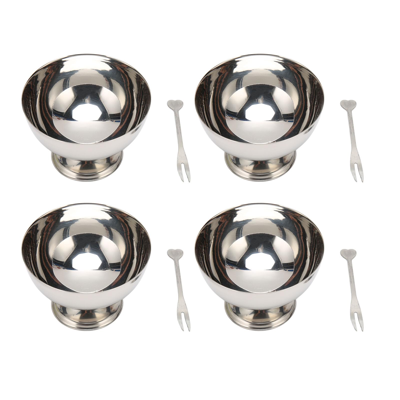 Stainless Steel Reusable Dessert Cups Set for Sundae Fruit Snack Party 4pcs Footed Bowls