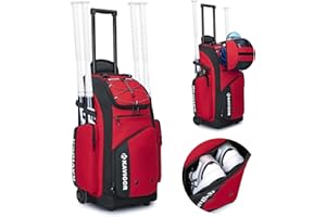 KAVIGOR Rolling Baseball Bag with Wheels, 60L Capacity Softball Bag Holds 4 Bats for Boys and Girls, Youth Equipment Bag with Shoe Compartment