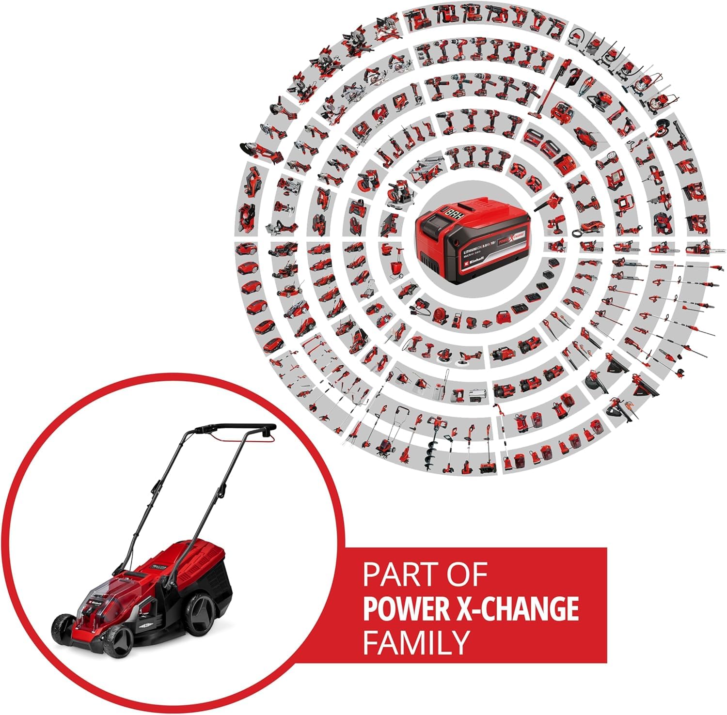 Einhell Akku-Rasenmäher GE-cm 36/36 Li Kit Power X-Change (36 V, 36 cm Schnittbreite, bis 400 m², Brushless, 40L Fangkorb, 25-75 mm Schnitthöhe, inkl. 2X 4,0 Ah Akku + 2X Ladegerät) 2