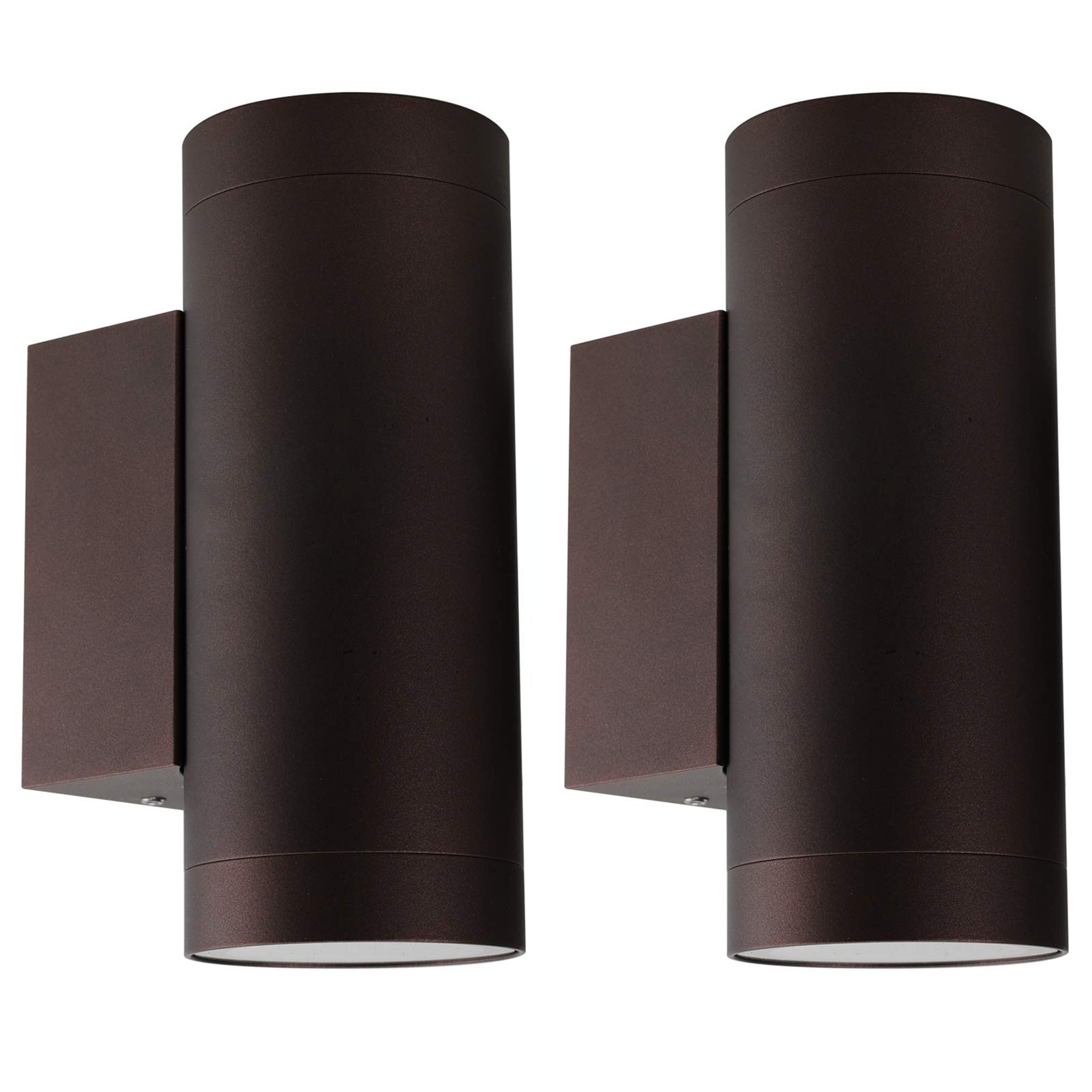 Klighten 2 pcs Outdoor Wall Light IP65 Up Down Outdoor Indoor Wall Lighting Modern Aluminum Wall Lamp for Garden Entrance Corridor Courtyard, Socket GU10, Bulb not Included, Bronze