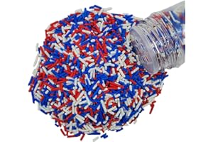 Homankit Patriotic Sprinkles Fourth of July Sprinkles Red White and Blue Jimmies Sprinkles Edible Sprinkle Candy Soft Jimmies Toppings for Ice Cream, Cupcake, Cake, Cookie, Dessert Decorating 2.75 Ounces