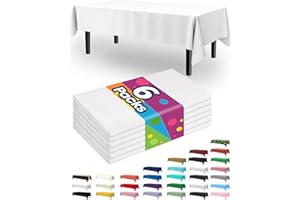 Pureegg Plastic Table Cloth Disposable 6 Pack, 54 x 108 Inch Table Cloths Rectangular, Party, Picnic, Wedding, Decorative Tab