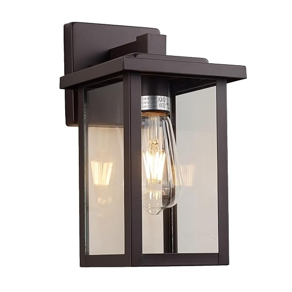 ACLAND OIL RUBBED BRONZE OUTDOOR LIGHT FIXTURE, OUTDOOR WALL LANTERN 2 PACK WITH CLEAR WATER GLASS, 11 INCH OUTSIDE LIGHT FOR HOUSE ENTRYWAY GARAGE PORCH