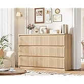Jocoevol Oak 6 Drawer Dresser for Bedroom, Modern Fluted Dresser, Bedroom Dressers with Drawers, Large Double Wooden Chest of Drawers for Living Room, Hallway