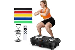 GLYLF Vibration Plate Exercise Machine, 130 Levels Full Body Workout Vibrating Plate for Lymphatic Drainage Weight Loss, 450 Lbs Capacity Shake Fitness Platform with Resistance Bands Bluetooth for Women Men