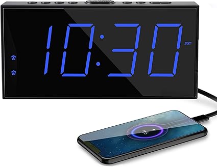 Amazon Com Home Digital Clock Led Large Numbers Plug In Powered Alarm Clock Usb Phone Chargers Dual Alarms Big Snooze 12 24h Dst Battery Backup Digital Alarm Clocks For Bedroom Nightstand Kids Elderly Adult Electronics