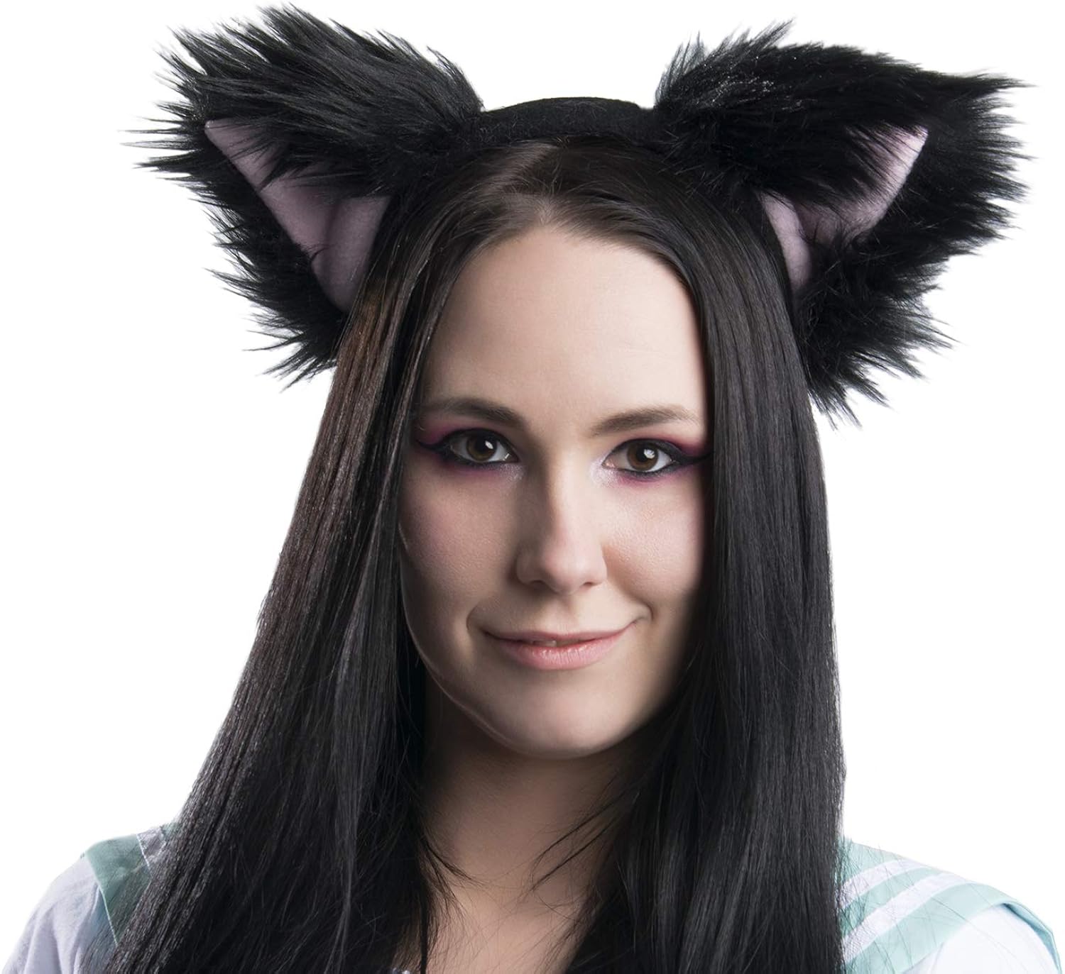 Pawstar Basic Black Kitty Cat Furry Ear Headband Adult Size Costume