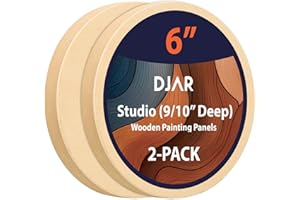 DJAR 2-Pack Round Wood Canvas Panels, 0.9'' Deep – Unfinished Wood for Art, Pouring, Oil Painting & Crafts