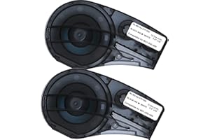 SIKOT Compatible Label Tape Replacememt for M21-500-499-TB-Black on White 1/2" High Adhesion Nylon Cloth-16' Length-0.5" Width- 2 Pack