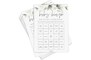 Baby Bingo Game (50 Unique Cards), Pre-Filled Fun Baby Shower Games, Perforated Calling Cards, Gender Neutral Boy or Girl, Eu