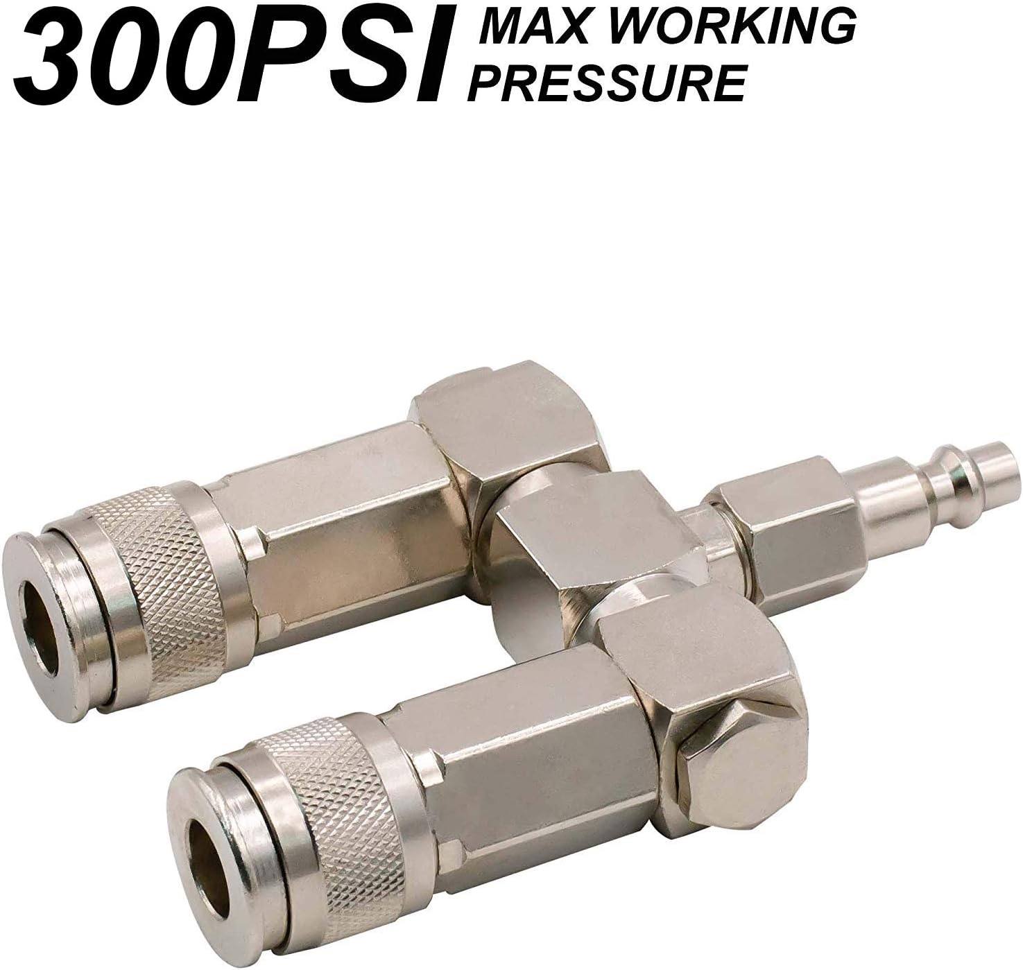 FIXSMITH Air Hose Connector- 2 Way Air Hose Splitter, 1/4 In NPT, Air Compressor Accessories Fittings, Swivel 360 Degrees Connectors. - - 