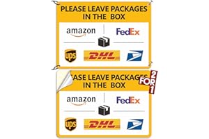 LARREEDE Package Delivery Sign Delivery Instructions Sign 2 Pack Leave Packages in The Box Sign,Two For One : 1 Pcs Super Tough PVC+1 Pcs Self Adhesive Vinyl, Rust-Free, Weather-Proof YELLOW