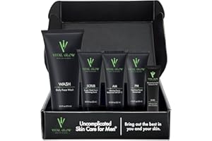 Vital Glow Men's Skin Care Set, Essential Skin Care Routine for Men Includes Face Wash (75ml) Scrub (22ml) Day Moisturizer (22ml) Night Moisturizer (22ml) and Eye Cream (14gm)