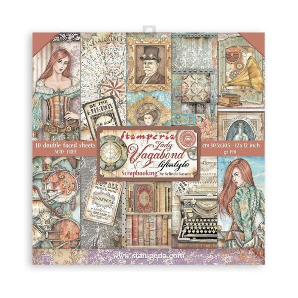 Stamperia International Scrapbooking Pad-Lady Vagabond Lifestyle, 30.5x30.5 cm