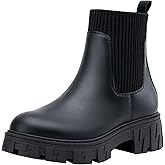 Jeossy Women’s Chelsea Chunky Ankle Boots Elastic Platform Lug Sole Short Pull on Low Heel 9610 Booties