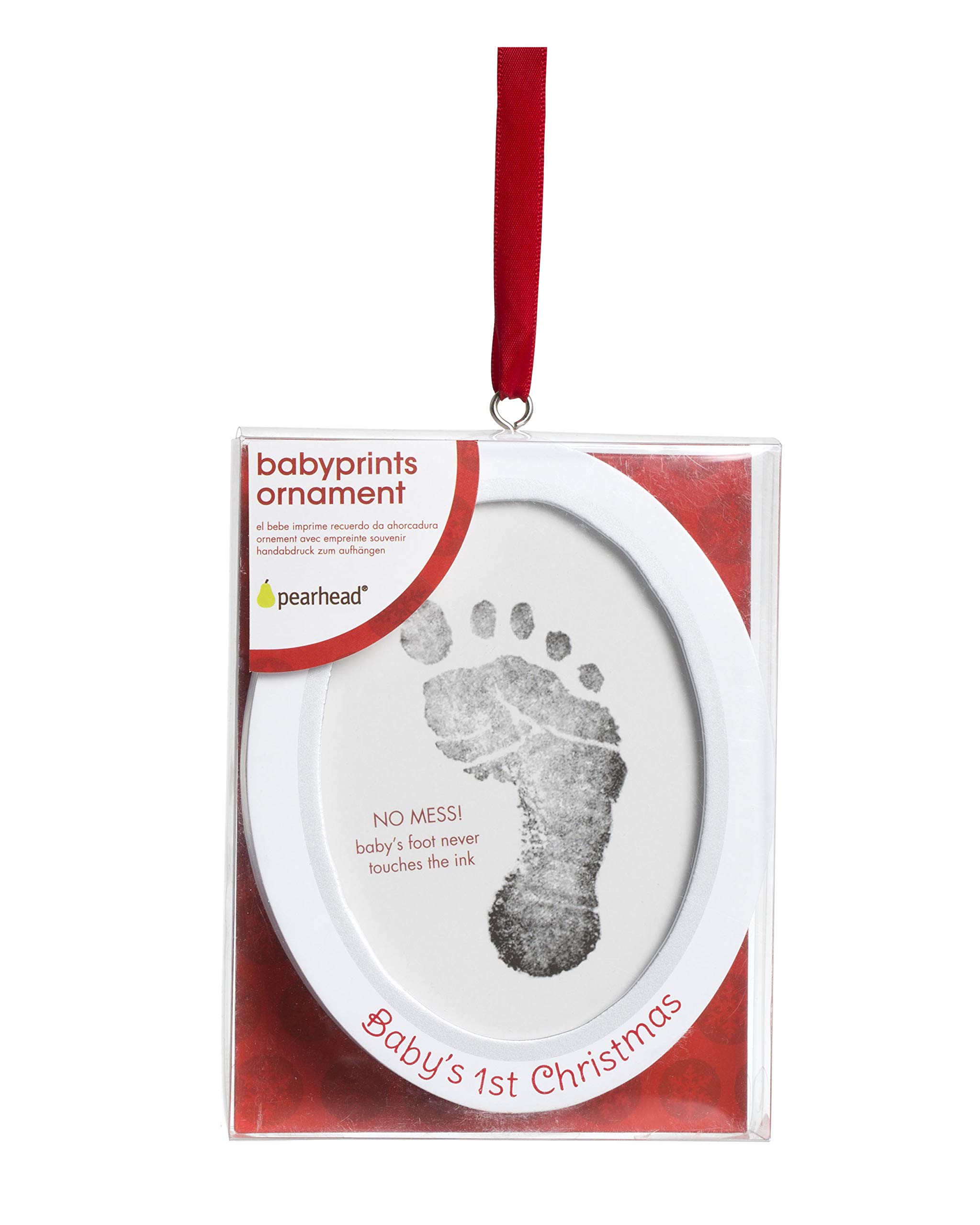 Pearhead Babyprints Double-Sided Christmas Photo Ornament with Clean Touch Ink Pad, Newborn Handprint or Footprint Kit, 2 Sided Baby's 1st Christmas Holiday Keepsake Ornament