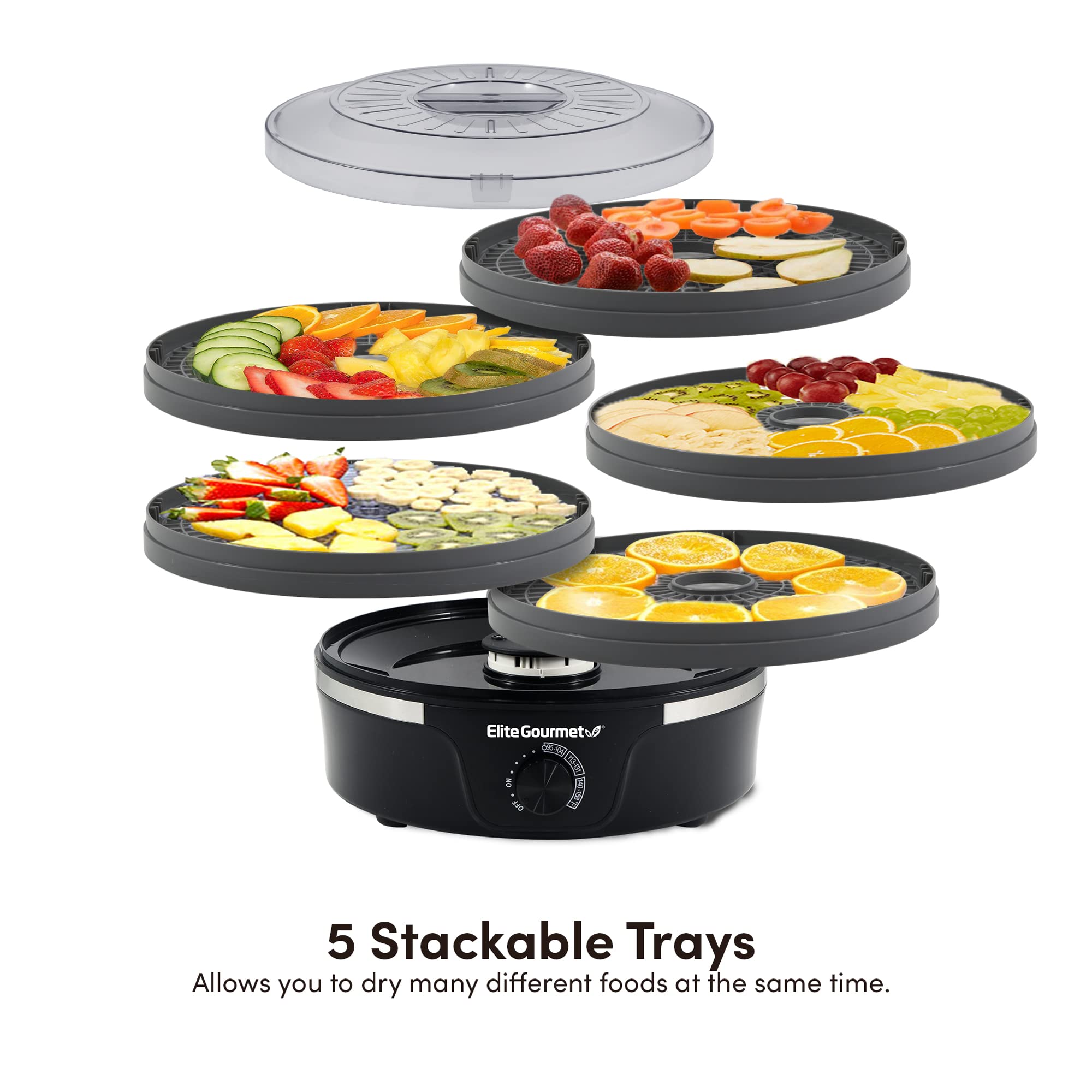 Elite Gourmet EFD319DKG Food Dehydrator, 5 BPA-Free 11.4