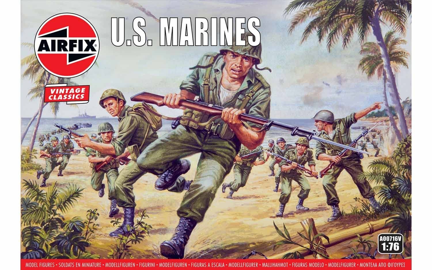 Airfix Model Figures Set - A00716V WWII US Marines - Model Building Kit Accessories, Plastic Model Kits for Adults & Children 8+, Set Includes 45 Unpainted Figures - Accessory for Dioramas