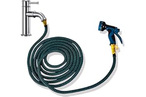 DHUJBFF Indoor Sink Hose Attachment for Faucet,50 Ft Faucet Hose for Kitchen Sink Bathroom Sink Faucet,Watering Houseplants,Washing Pets,Household Cleaning,Car Washing