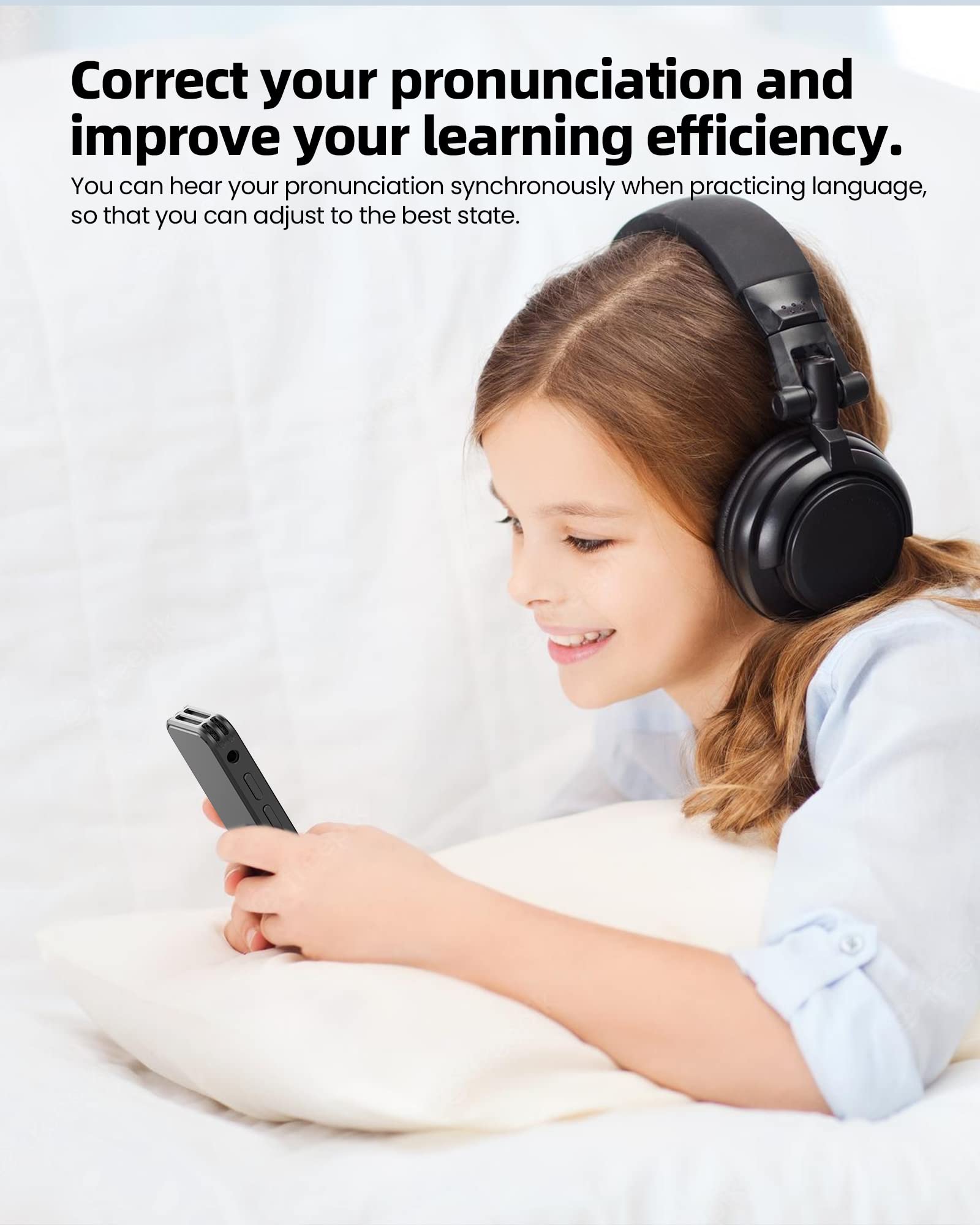 ZOOAOXO 64GB Digital Voice Recorder, Voice Recorder with Dual Microphone, 3072 kbps HD, A-B Repeat, Recording Monitoring, Noise Reduction, Voice Activated Recording