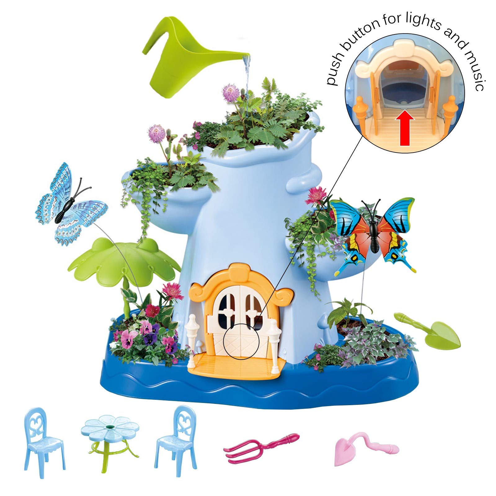 Vokodo Kids Magical Garden Growing Kit Includes Tools Seeds Soil Flower Plant Tree Interactive Play Fairy Toys Inspires Horticulture Learning Great Gift for Children Girls Boys