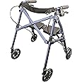 Stander Wonder Rollator Short, Lightweight Junior Folding Walker for Seniors and Adults, Travel Space Saver Rollator, Petite Walker with Wheels and Seat, Cobalt Blue