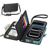 TUCCH Crossbody Detachable Wallet Case for iPhone 17 Pro Max 6.9" 2025, 10 Card Slots RFID Blocking | Wireless Charging | Wrist Strap | Lanyard | Stand | Zipper Pocket | PU Leather Phone Cover | Black