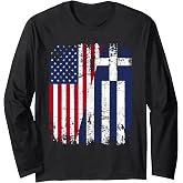 GREEK American Flag | Men Women Kids | GREECE Long Sleeve T-Shirt