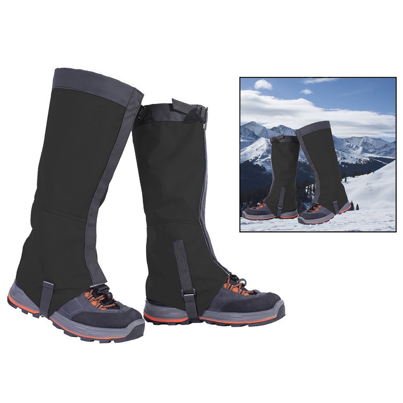 Outdoor Mountain Climbing Waterproof Shoes And Snowproof Boot-style Shoe Covers Unisex Portable High Gaiters For Outdoor Fishing, Research, Hunting(Black)
