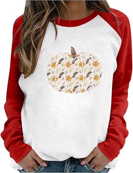 Sauahy Thanksgiving Sweatshirts for Womens Long Sleeve O ...