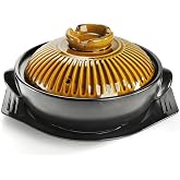 Okllen Large Korean Ceramic Bowl with Lid and Platter, 54 oz Clay Pot for Cooking, Sizzling Hot Pot for Dolsot Bibimbap, Soup, Casserole, Rice, Stew, Noodle