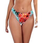 Ocean Blues Women's Cheeky High Leg Bikini Bottom Mid Rise Swim Bottom