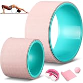 Arrowbash 5-in-1 Pink Yoga Wheel Set Back Stretcher Kit with Foam Roller | Great for Deep Tissue Massage, Trigger Point Therapy Ball and Resistance Loop Band, Flexibility Training for Yoga Beginners