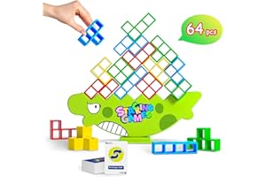 Btolin 64PCS Tetra Tower Balance Stacking Games, for 2+ Players Stack Attack Building Tower Game,Kids,Teens & Adults Board Game.Family,Party,Team Game, Toys,Gift.