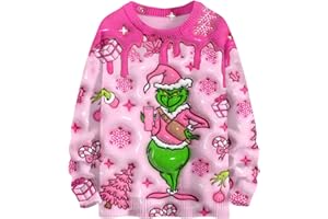 ZXCTKA Ugly Christmas Sweater Women Funny Pattern Cute Xmas Holiday Knit Sweaters Oversized Crewneck Pullover Tops