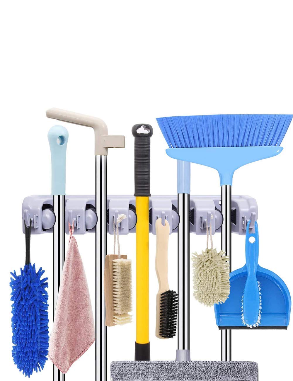 Bonin Plastic 2 In1 5 Slots and 6 Hooks Wall Mounted Magic Mop Broom